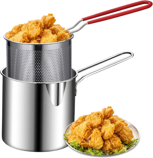 Heavy-Duty Oil Frying Pot with Basket – Crispy, Safe & Easy Cooking 🍟✨ - Glorial