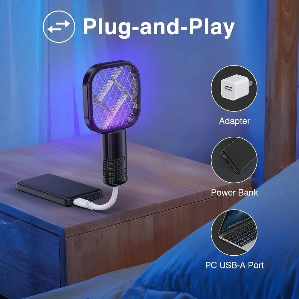 USB Rechargeable Mosquito Killer Racket | Portable Mosquito Repellent Racket With UV Light For Home Office Use - Glorial