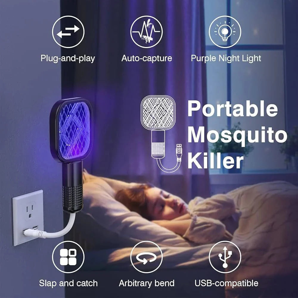 USB Rechargeable Mosquito Killer Racket | Portable Mosquito Repellent Racket With UV Light For Home Office Use - Glorial