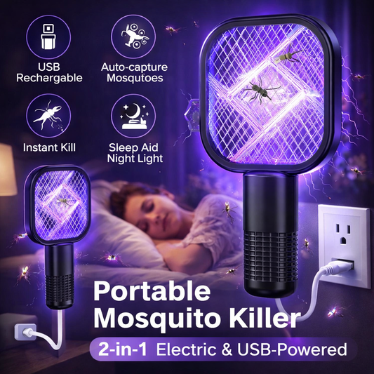 USB Rechargeable Mosquito Killer Racket | Portable Mosquito Repellent Racket With UV Light For Home Office Use - Glorial