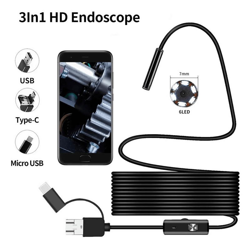 3 In 1 TYPE C/ MICRO USB/ PC ENDOSCOPE CAMERA - Glorial
