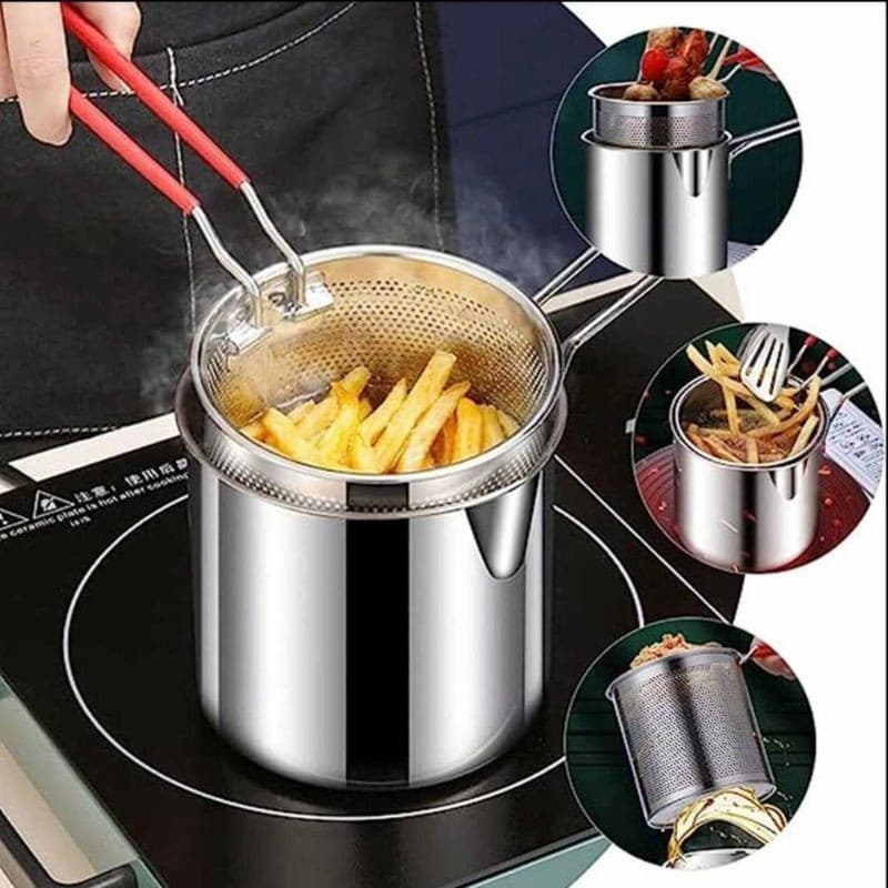 Heavy-Duty Oil Frying Pot with Basket – Crispy, Safe & Easy Cooking 🍟✨ - Glorial