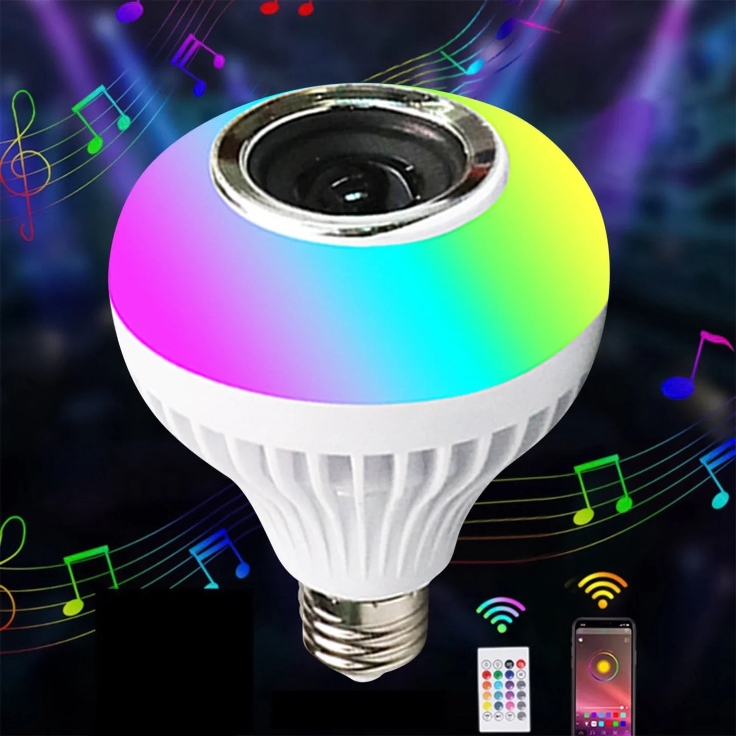 Smart LED Light Bulb with Built-in Bluetooth Speaker + Remote - Glorial