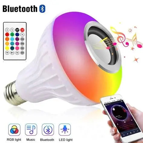 Smart LED Light Bulb with Built-in Bluetooth Speaker + Remote - Glorial