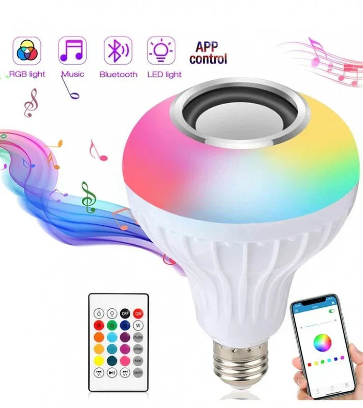 Smart LED Light Bulb with Built-in Bluetooth Speaker + Remote - Glorial